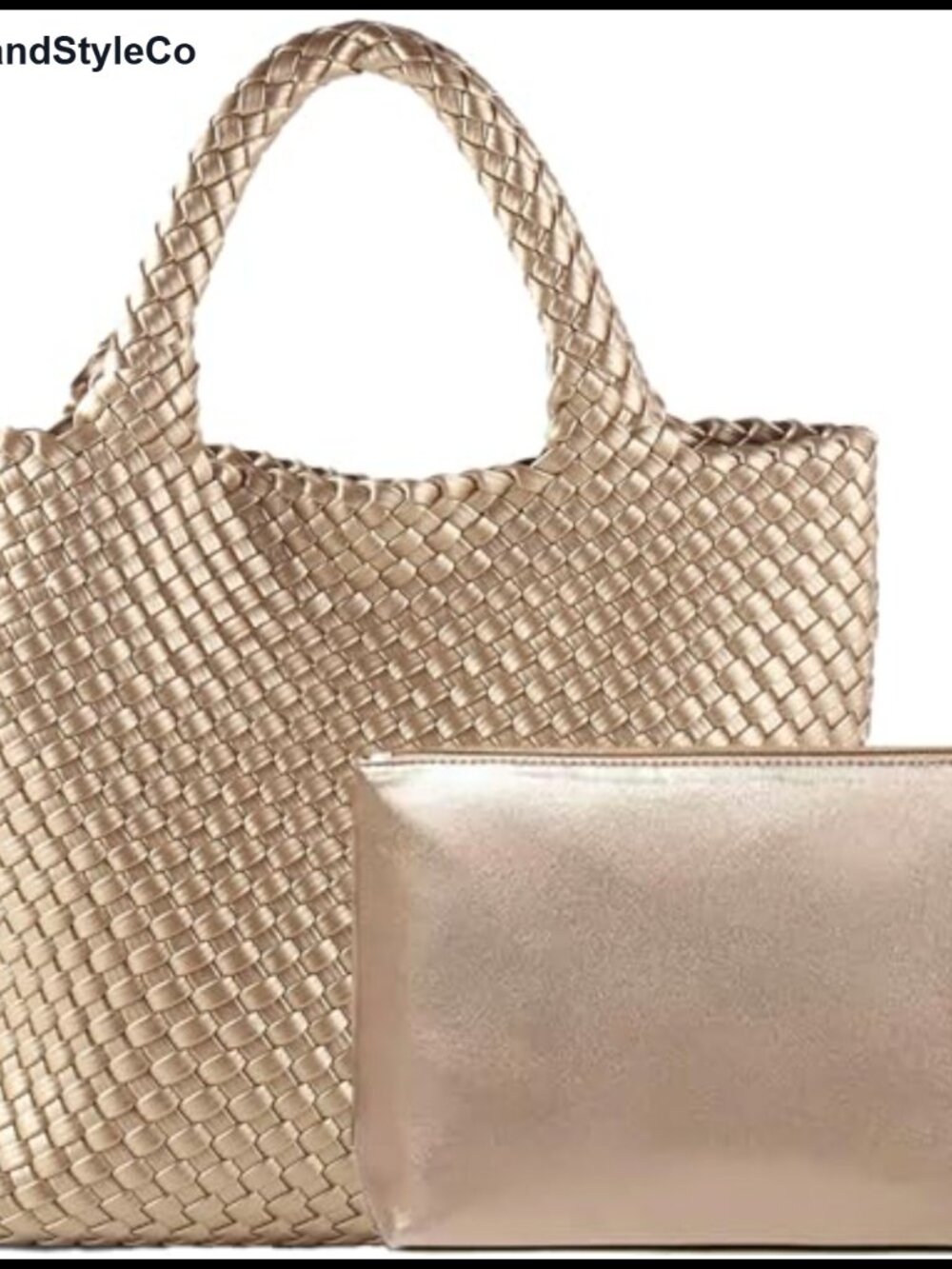 Woven Vegan Leather Tote Bag Large Capacity Shoulder Shopper Purse Travel